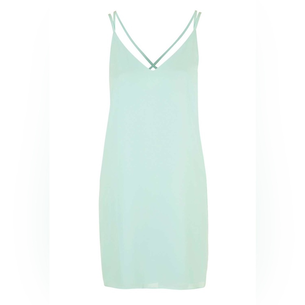Teal TopShop Cross Back Slip Dress